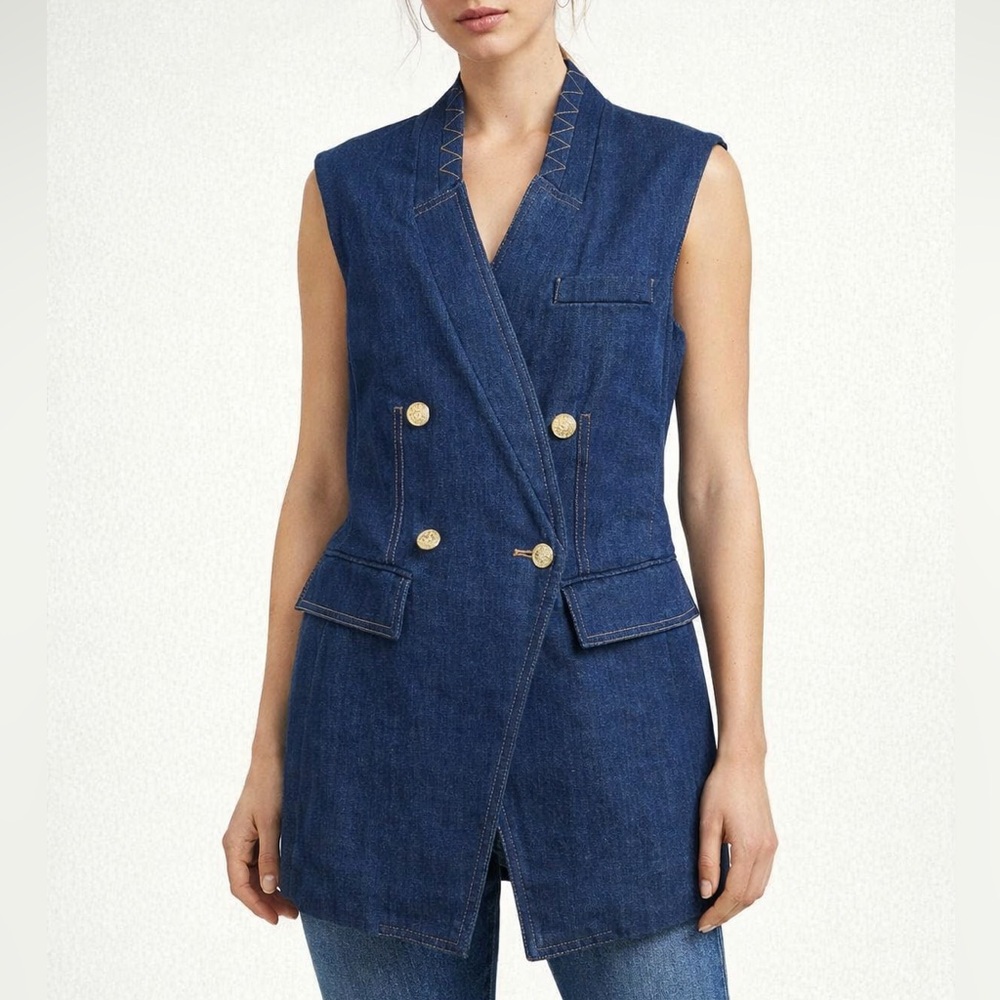 JASON WU Double Breasted Denim Vest Size Medium